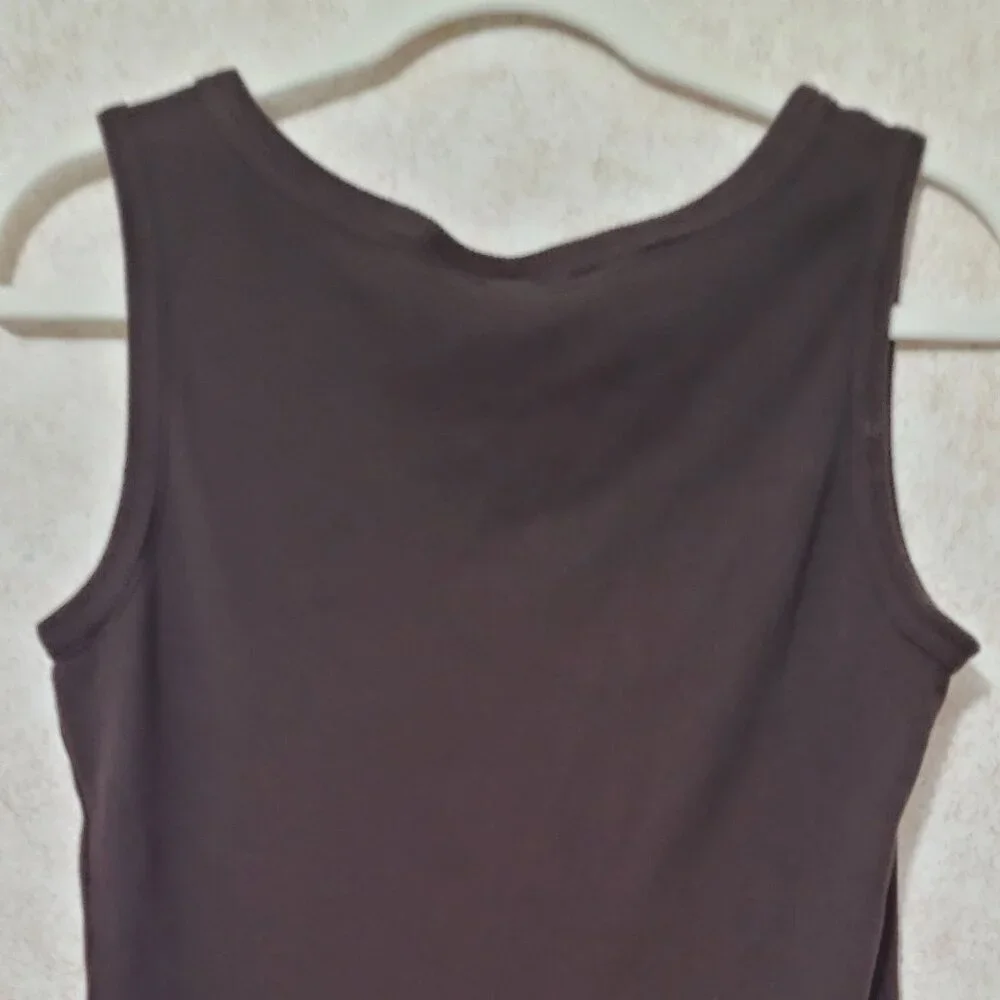 Brown Ribbed Tank Top Embellished Mounain Lake Womens Size L - Picture 6 of 11